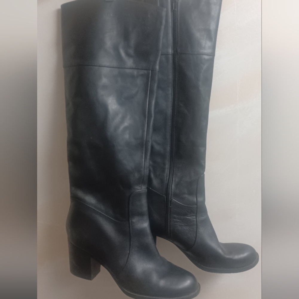 Nine West Black Leather Knee-High Boots